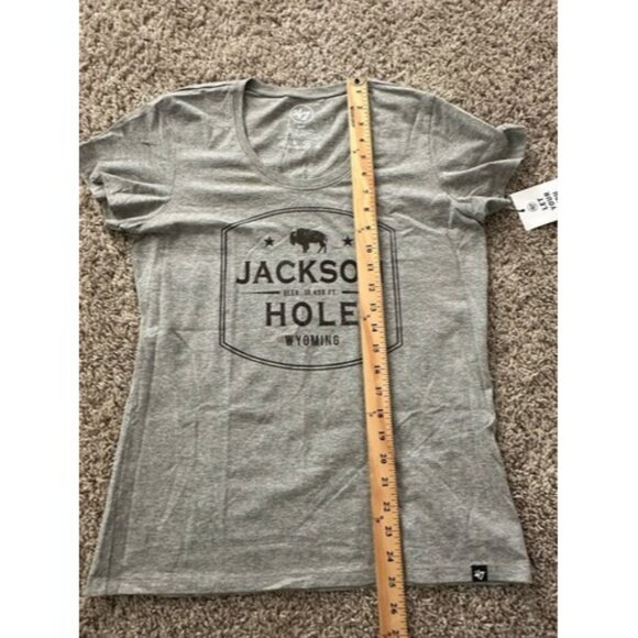 47' Brand Women Gray Short Sleeve Jackson Hole Wyoming Tee Size Medium Pull Over - Picture 10 of 12